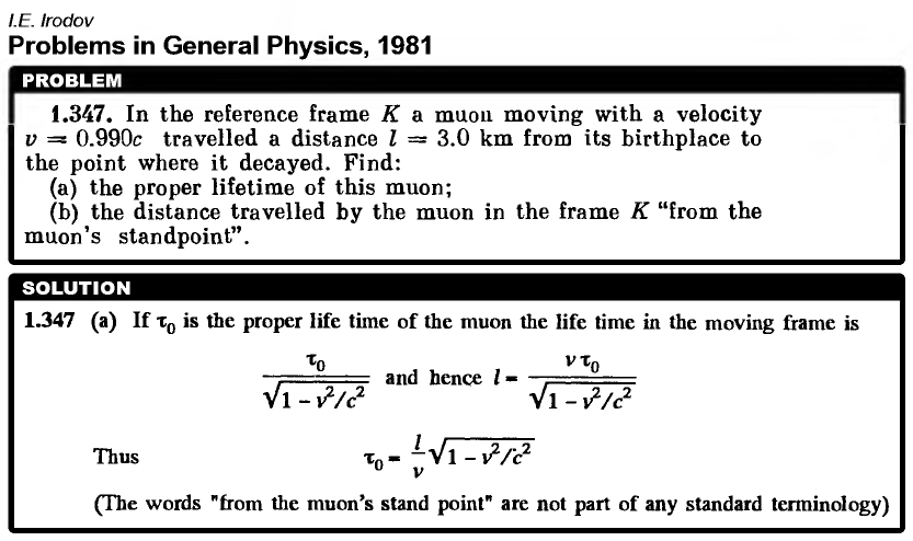 In the reference frame K a muou moving with a velocity v = 0.990c travelled a di