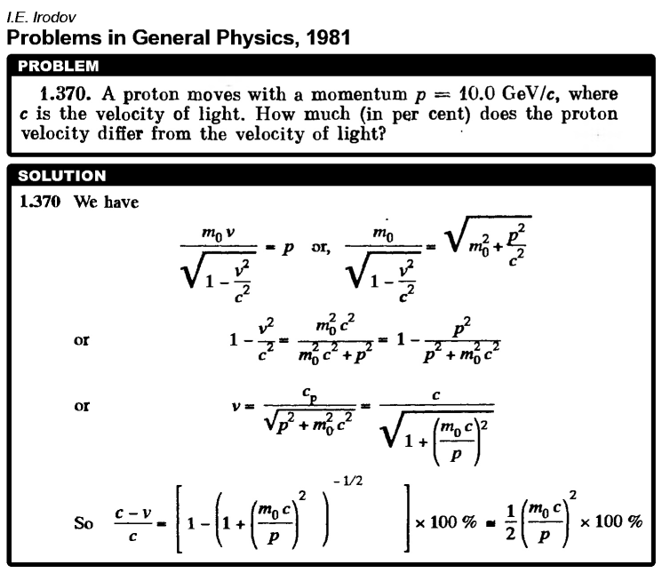 A proton moves with a momentum p = 10.0 GeV/c, where c is the velocity of light.