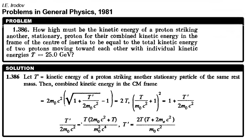 How high must be the kinetic energy of a proton striking another, stationary, pr