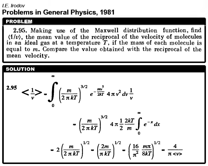 Making use of the Maxwell distribution function, find <1/v>, the mean value of t