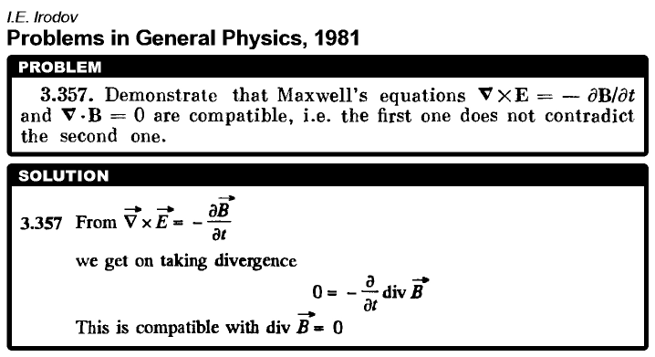 Demonstrate that Maxwell's equations ∇xE = -∂B/∂t and ∇⋅B = 0 are comp